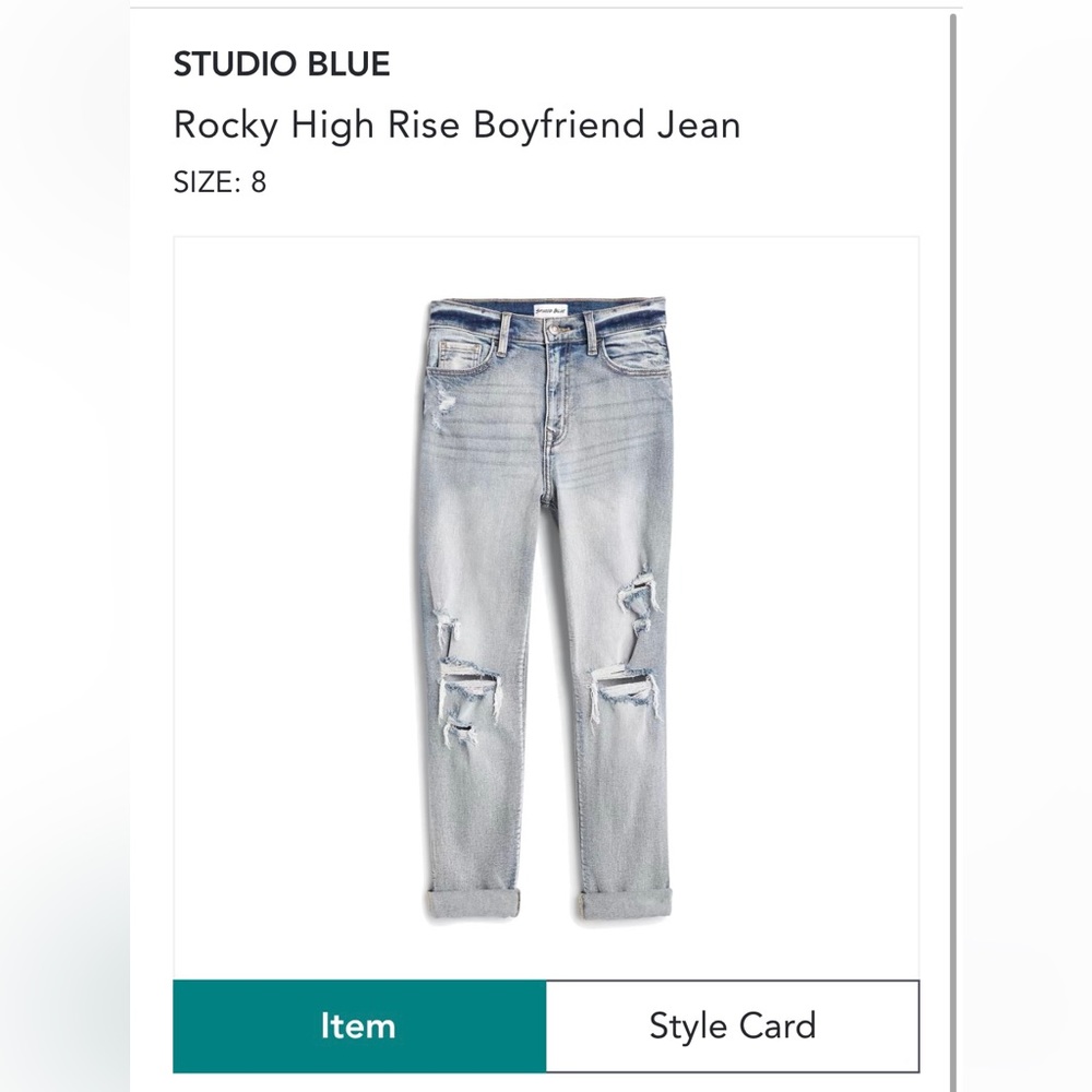 Studio Blue Rocky High Rise Boyfriend Jeans size 8 or 29